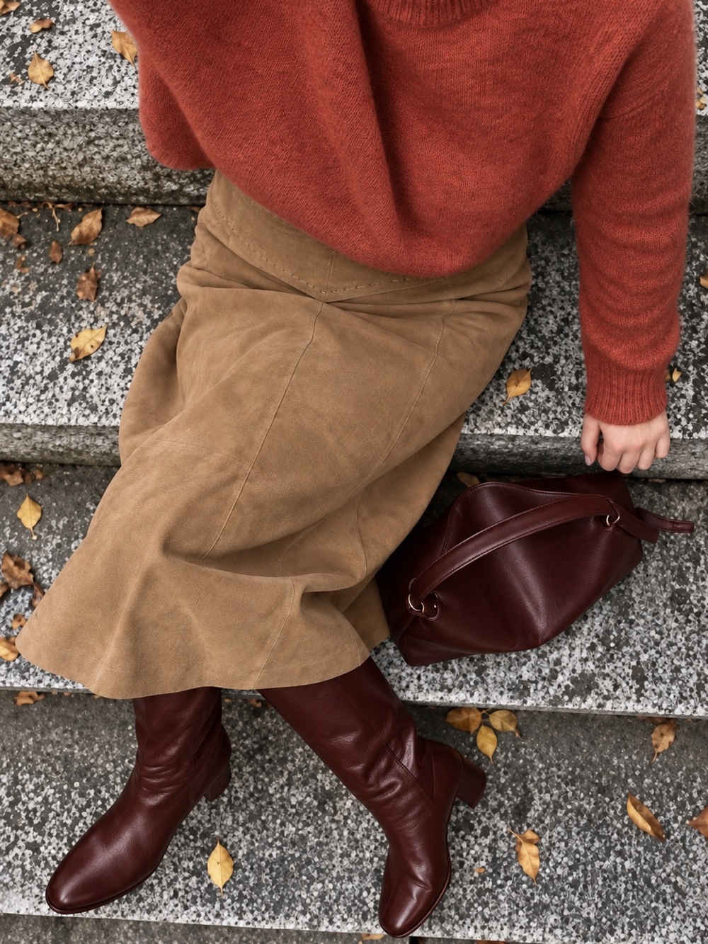Women's Camel Midi Skirt - Classic A-Line Fall Staple